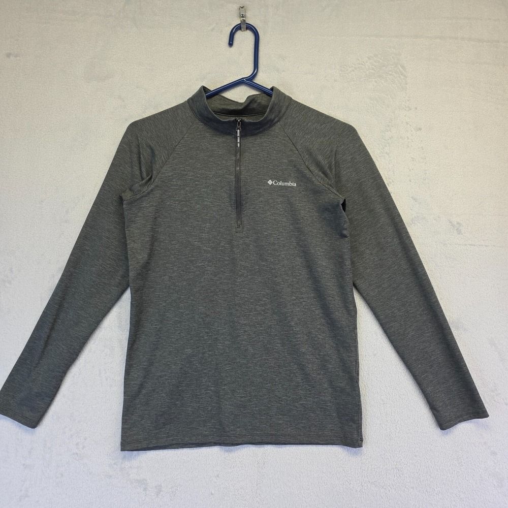 Columbia Sweater Youth L 14/16 Gray Mock Neck Performance Athleisure Lightweight